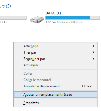 Ouvrir une bibliothèque en mode explorateur ou ajouter un emplacement réseau 06