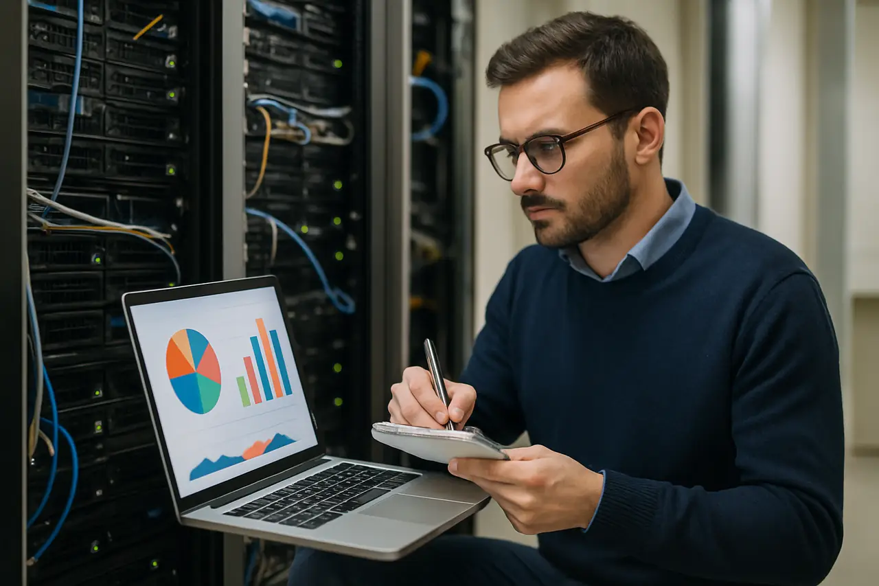 Consultant Global SP réalisant l'inventaire du parc informatique