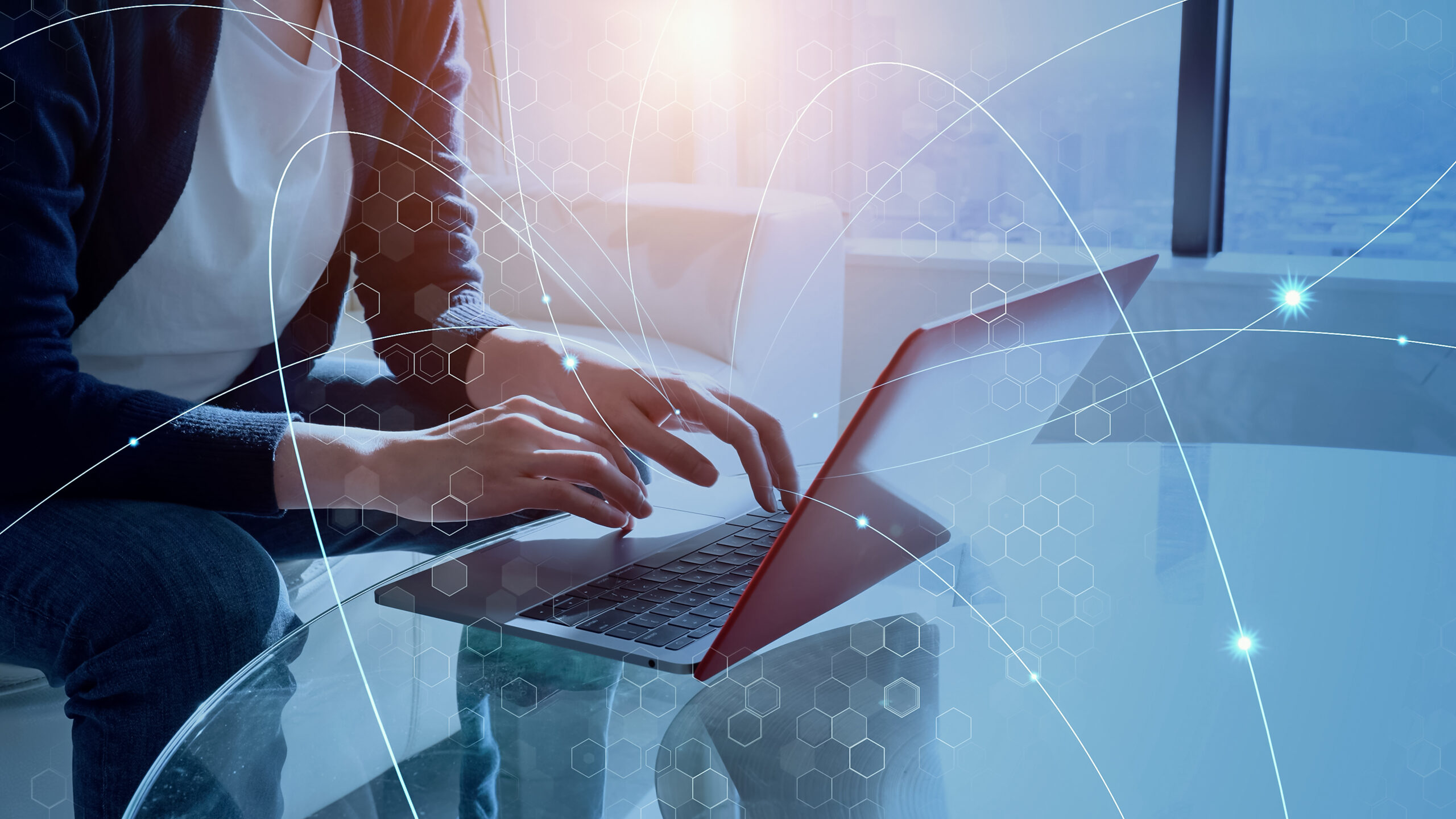 Wireless communication network concept. Smart office. Infogérance des postes de travail